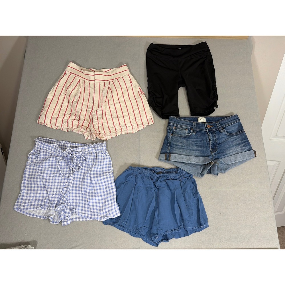 Lot of 5 Womens Shorts Small J.Crew Denim Gianni Bini Michael Stars Gaiam Bundle